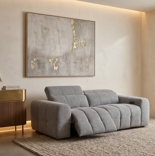 Calabria 2 Seater Dual Electric Recliners In Mid Grey