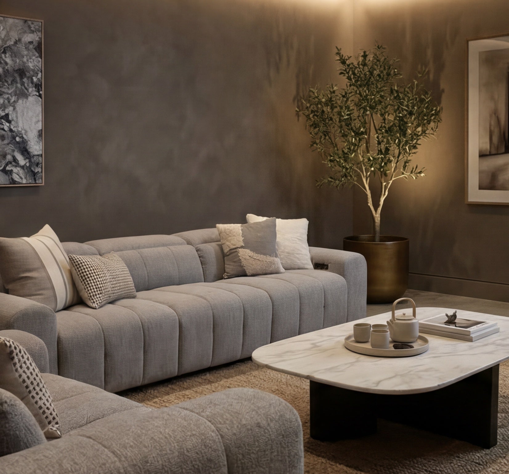 Calabria 3+2 Seater Dual Electric Package In Mid Grey