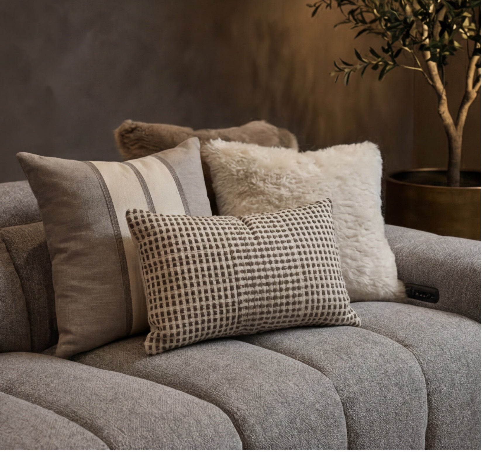 Calabria 3+2 Seater Dual Electric Package In Mid Grey