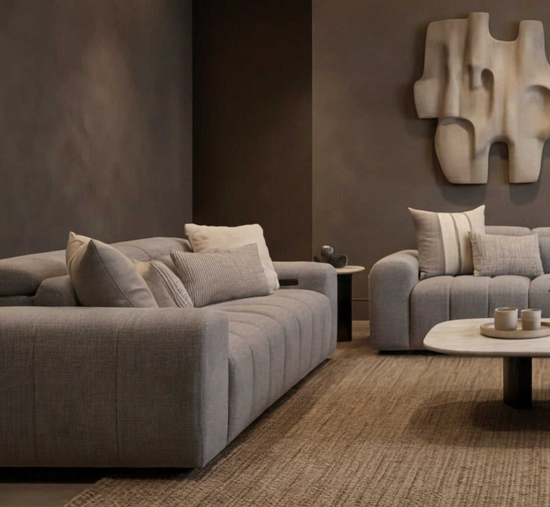 Calabria 2 Seater Dual Electric Recliners In Mid Grey