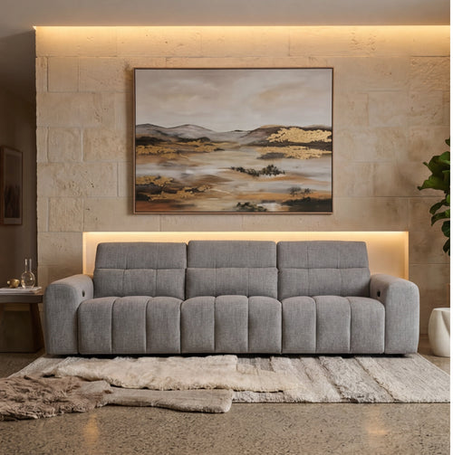 Calabria 4 Seater Dual Electric Recliners In Mid Grey