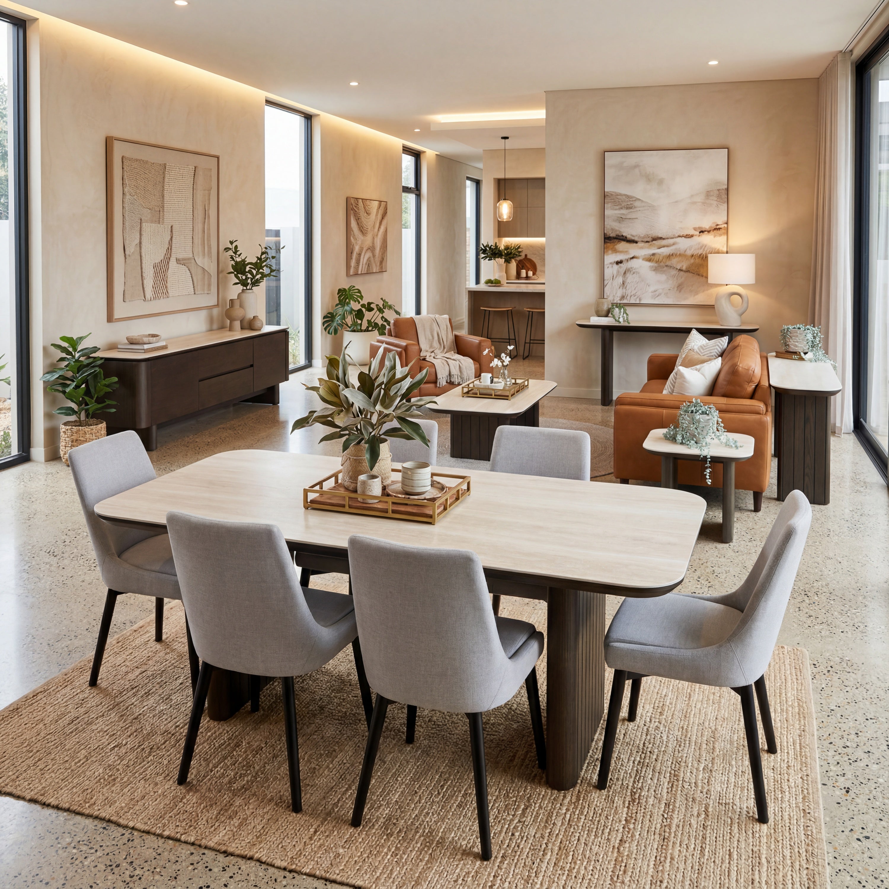 Capri 11 Piece Living Package with Clinton Light Grey Chairs