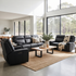 Rockville 3+2+1 Dual Motion Recliner Package in Black Leather