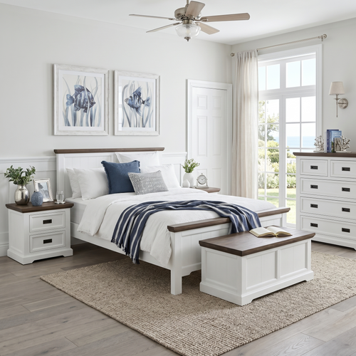 Hamptons 4 Piece Queen Bedroom Package With Tallboy