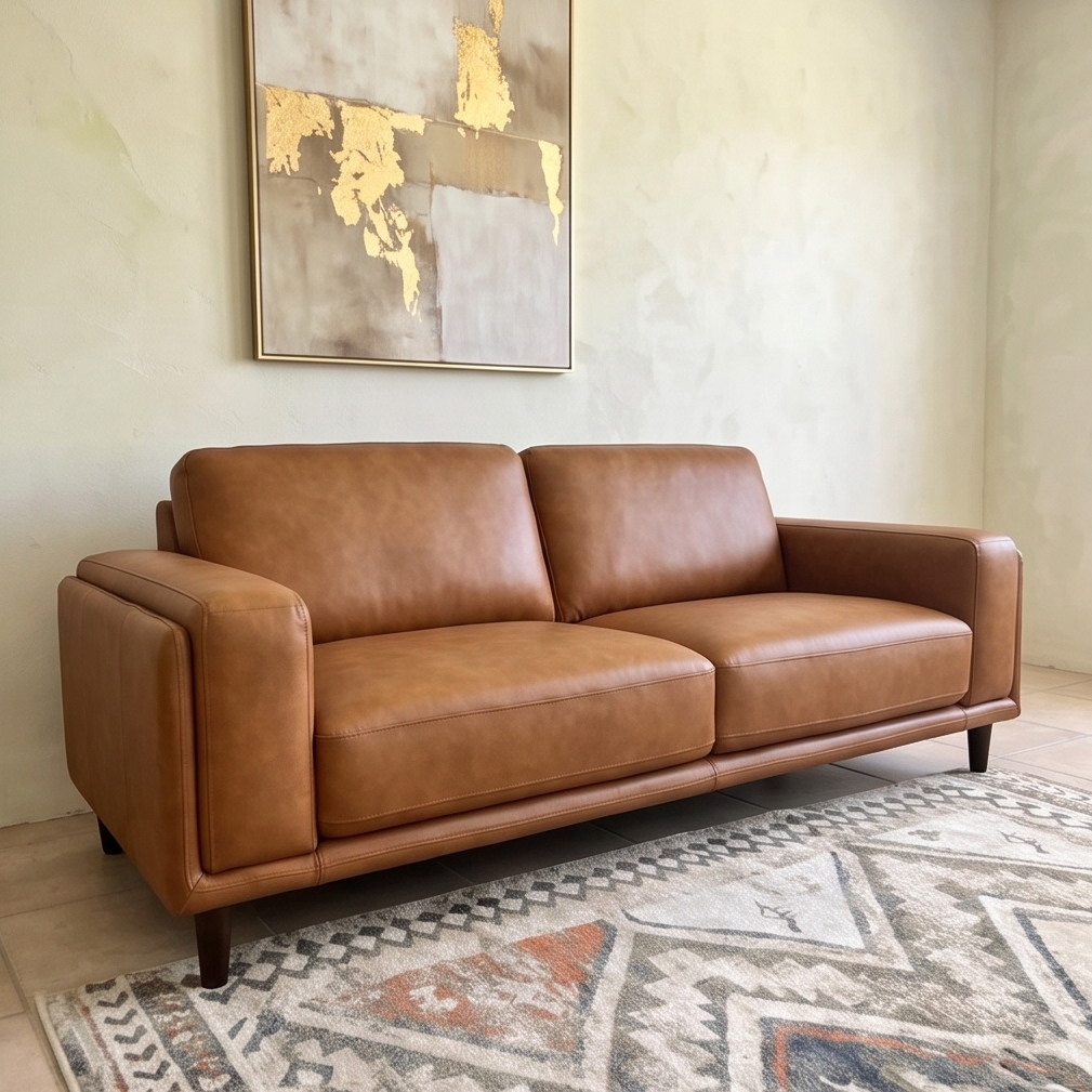 Daintree 3 seater sofa in tan leather