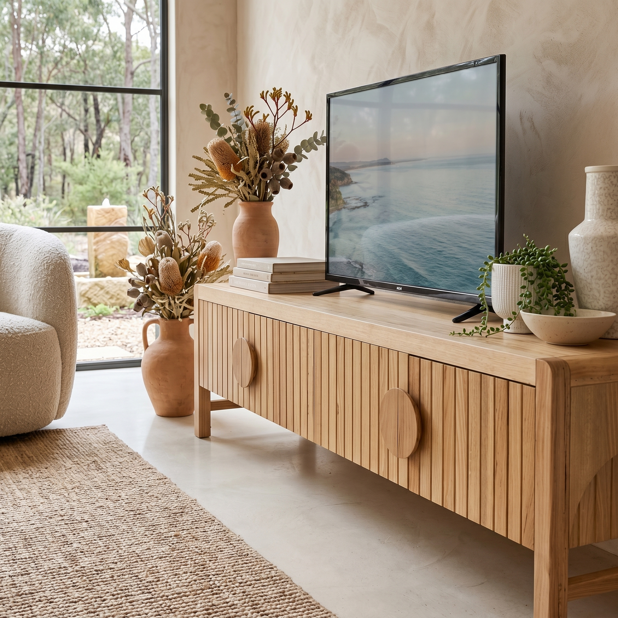Morocco 185cm TV Unit  In Natural Australian Messmate