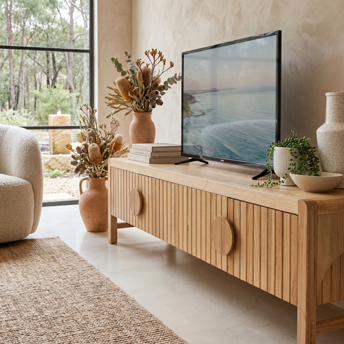 Morocco 185cm TV Unit  In Natural Australian Messmate