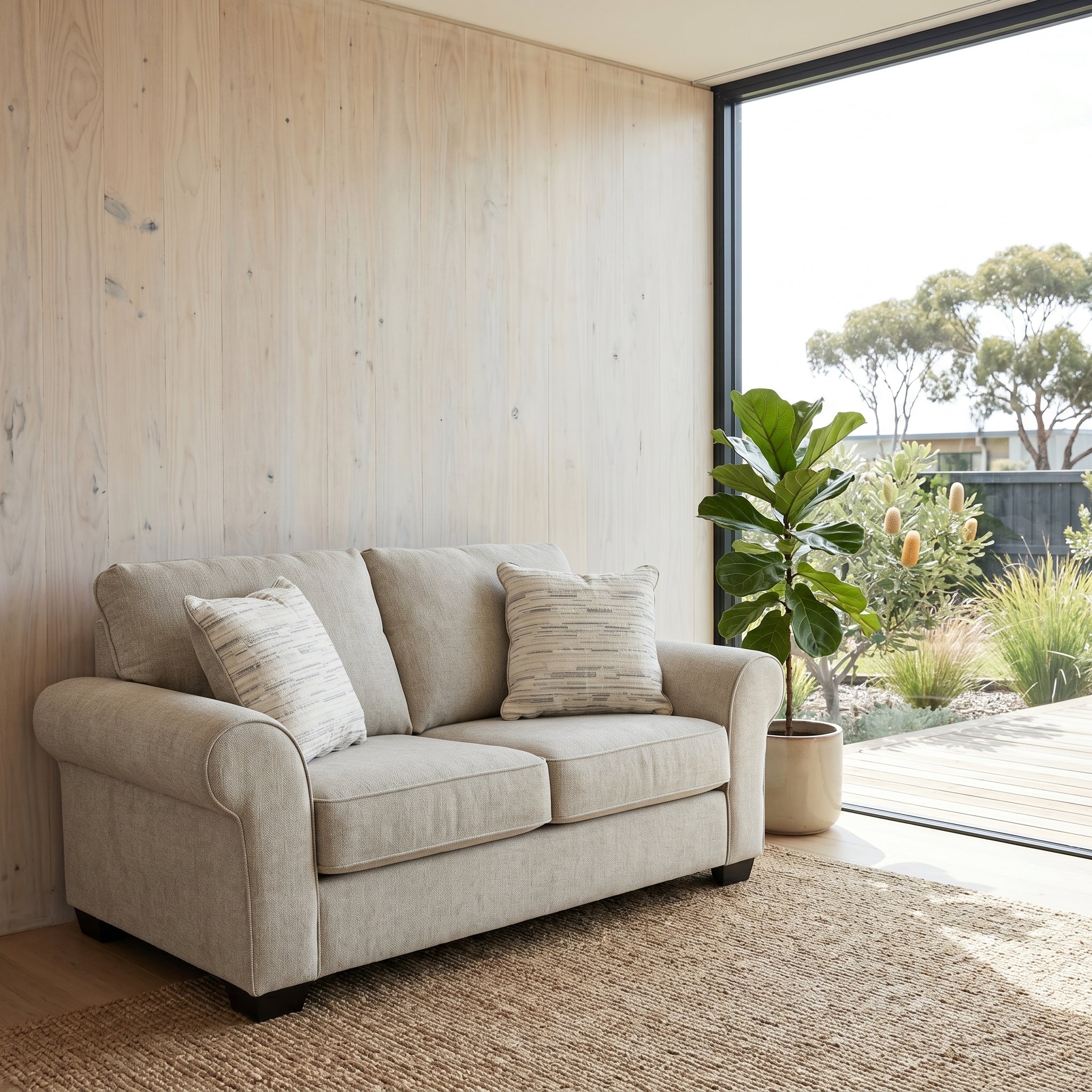Remmy 2 Seater Sofa In Natural Grey