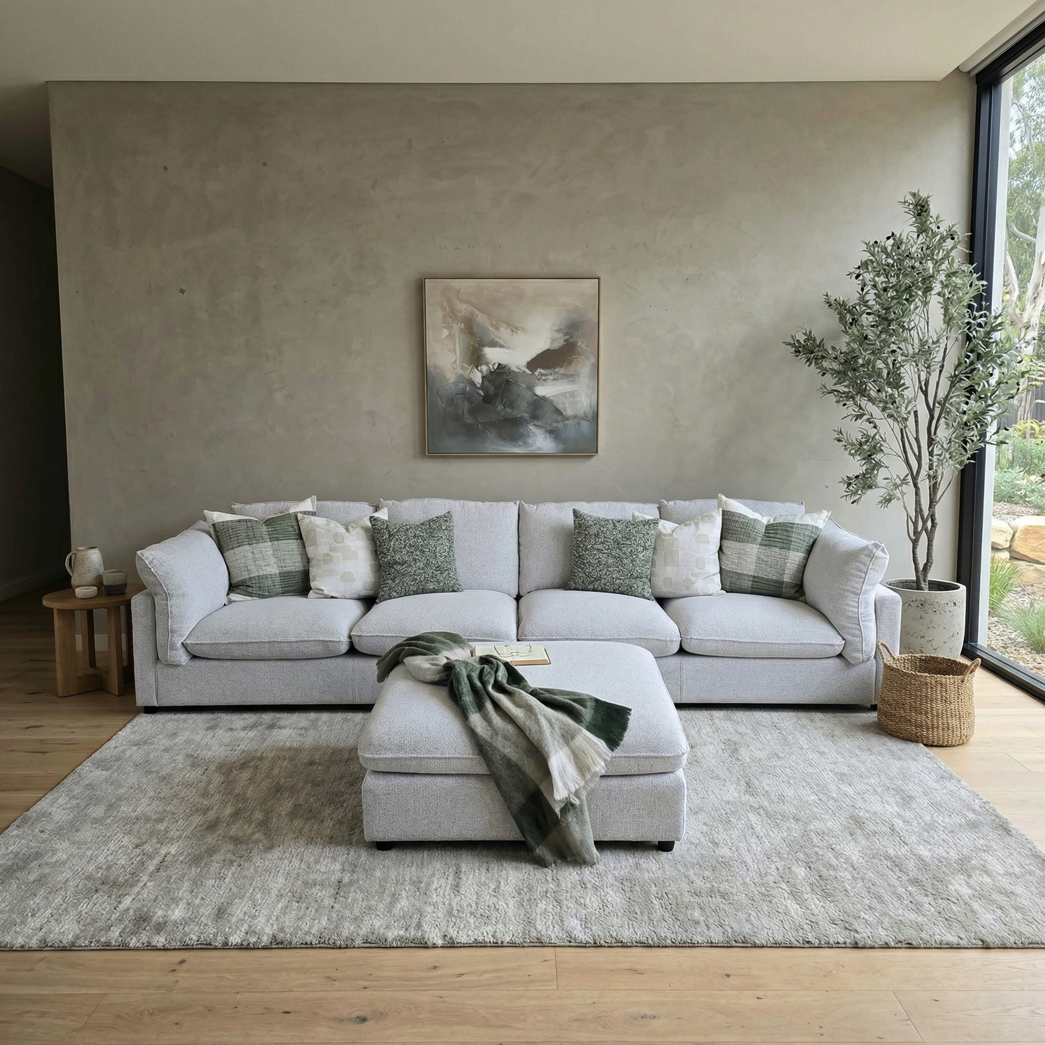 Savannah Cloud Soft Oversized 4 Seater With Ottoman In Grey