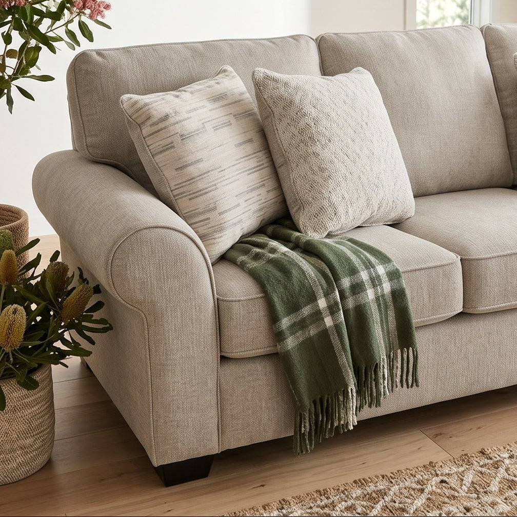 Remmy 3 Seater Sofa In Natural Grey