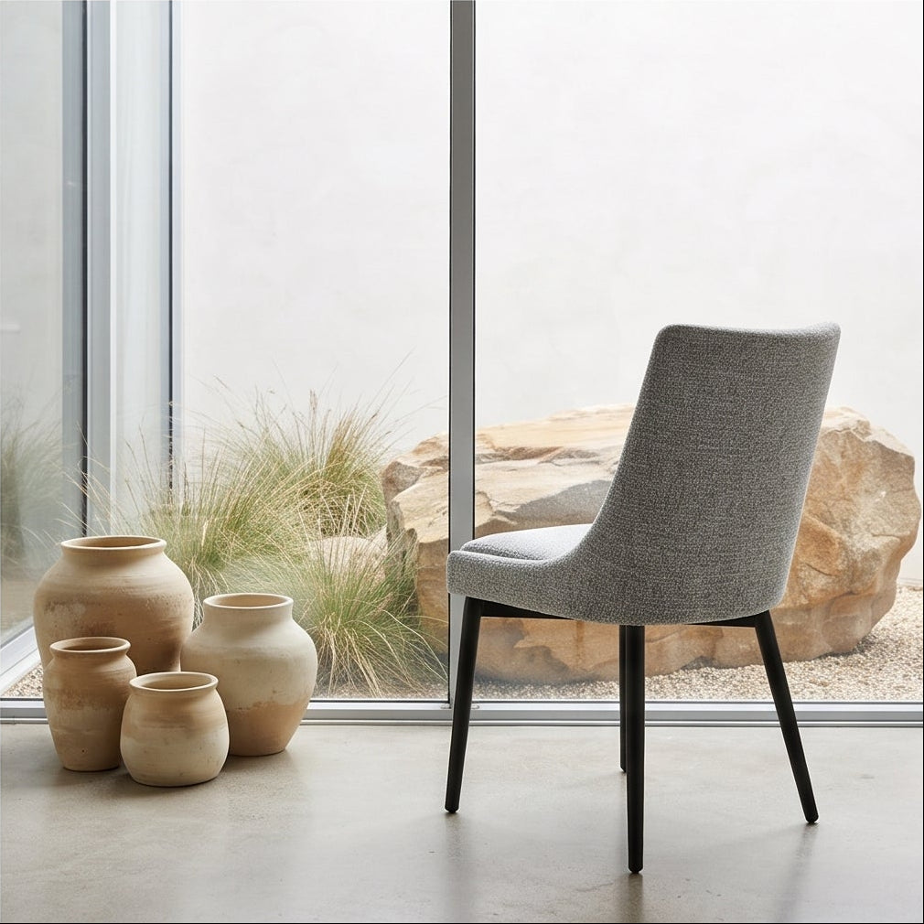 Milano Dining Chair In Grey With Black Leg