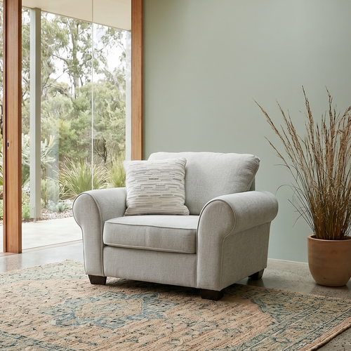 Remmy Oversized Arm Chair In Natural Grey