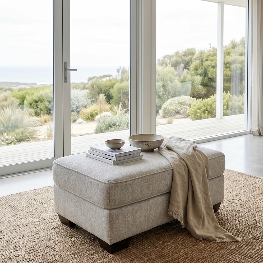 Remmy Ottoman In Natural Grey