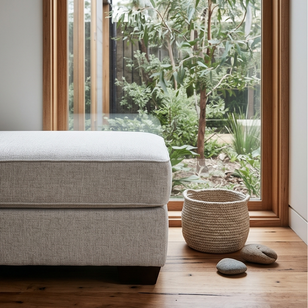 Remmy Ottoman In Natural Grey