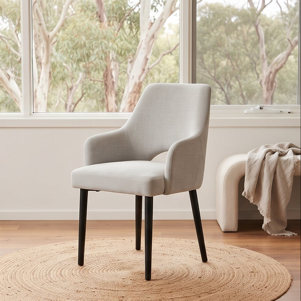 Clinton Dining Chair In Natural With Black Leg