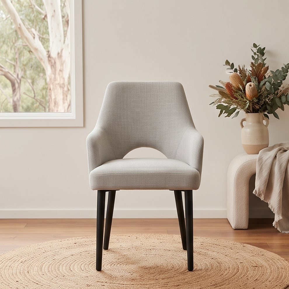 Clinton Dining Chair In Natural With Black Leg