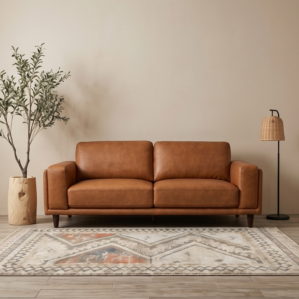Daintree 3 seater sofa in tan leather