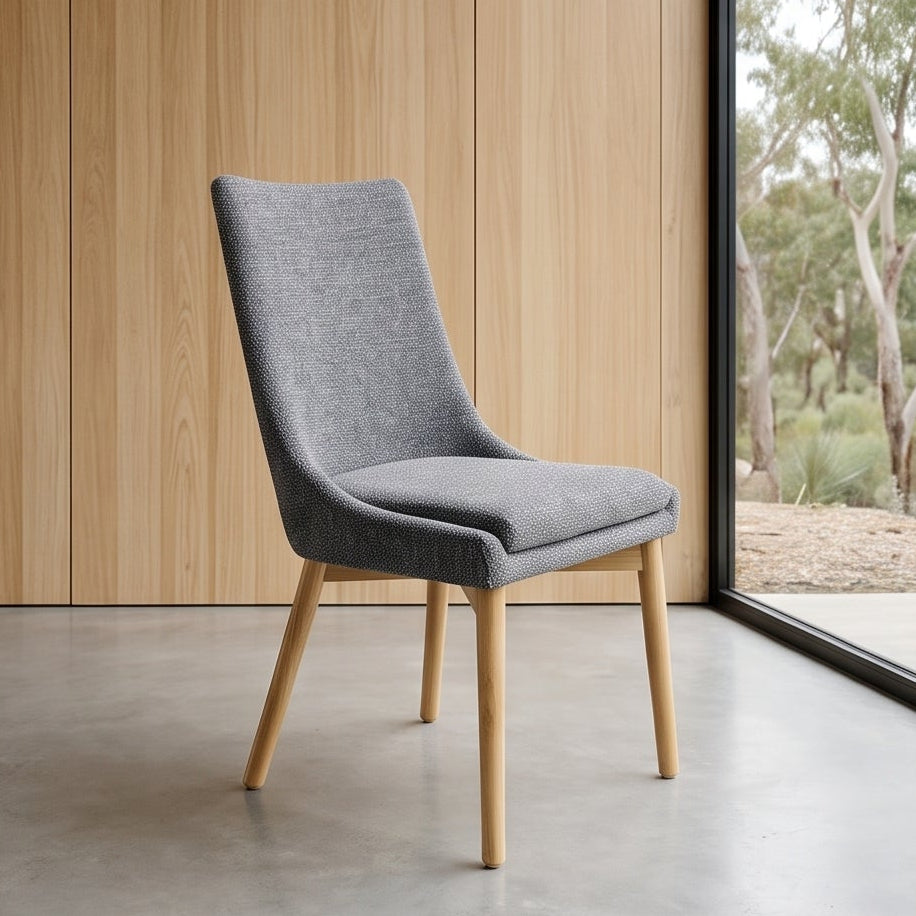Milano Dining Chair In Dark Grey With Oak Leg
