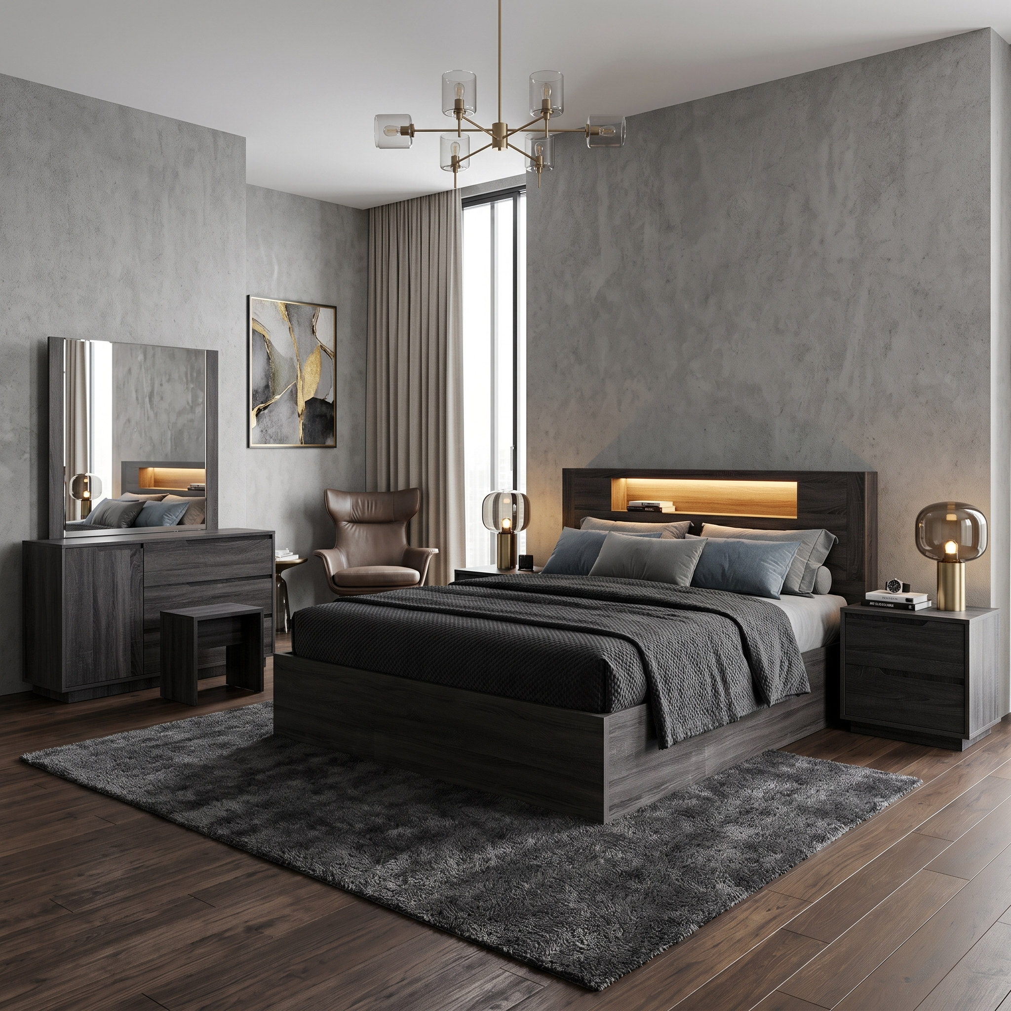 Vienna 4 pce Queen Suite with Dresser & Mirror