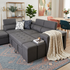 Hermes left chaise with sofabed in grey