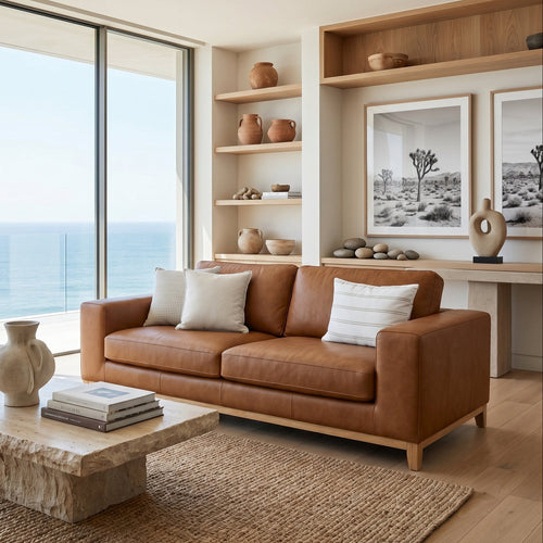 Bliss 3 Seater In Tan Leather