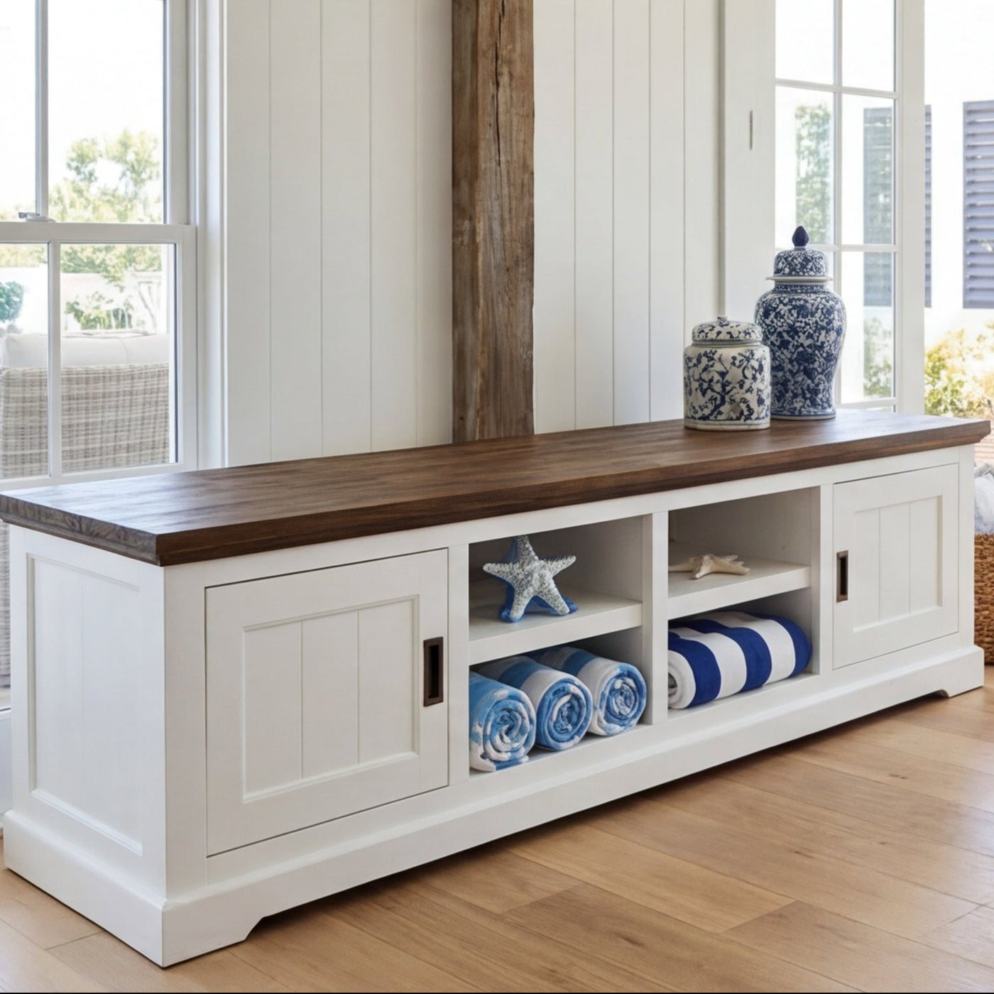 Hamptons 2300 Tv Unit In Two Tone Finish | Our Furniture Warehouse