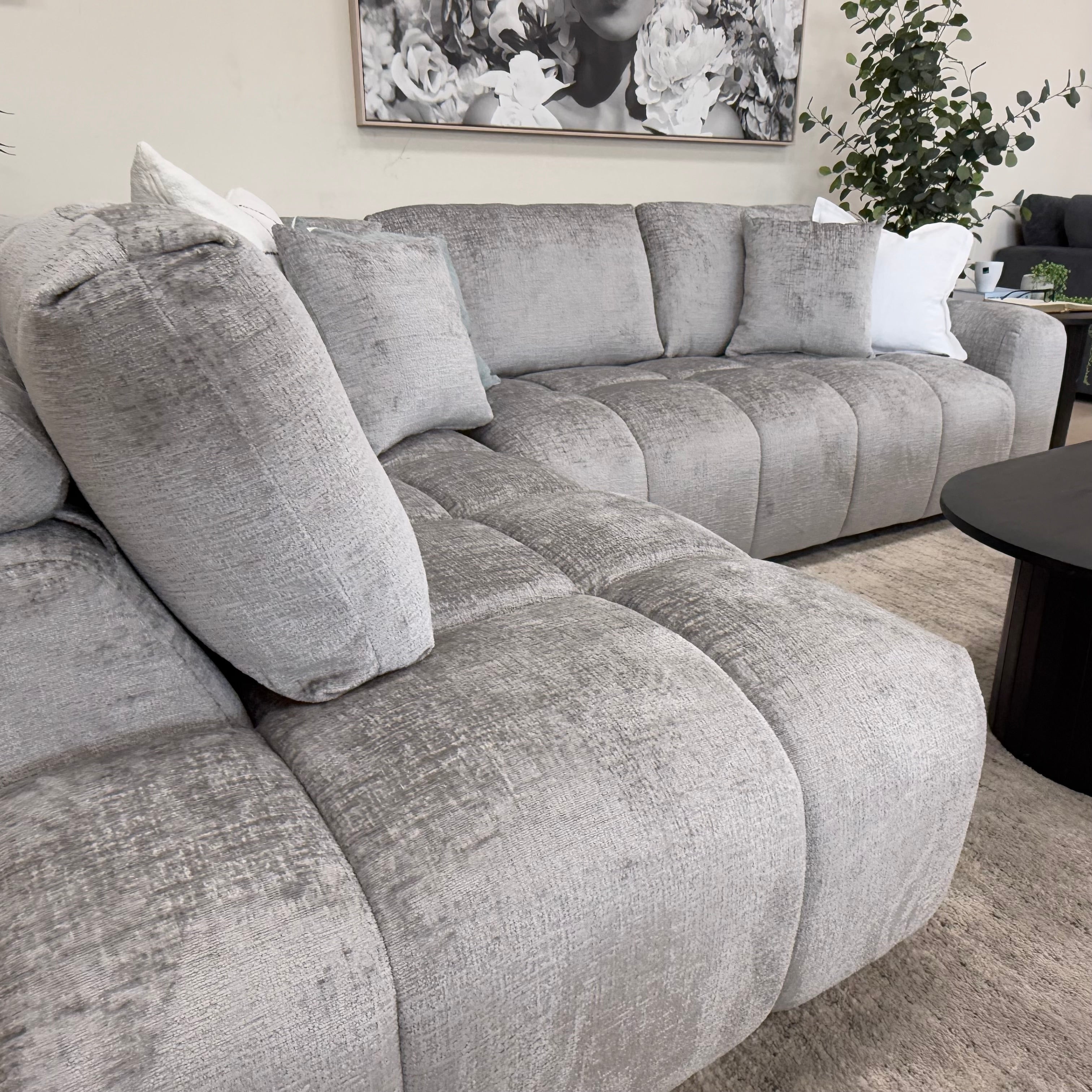 Bubble Left Side Chaise In Steel Grey