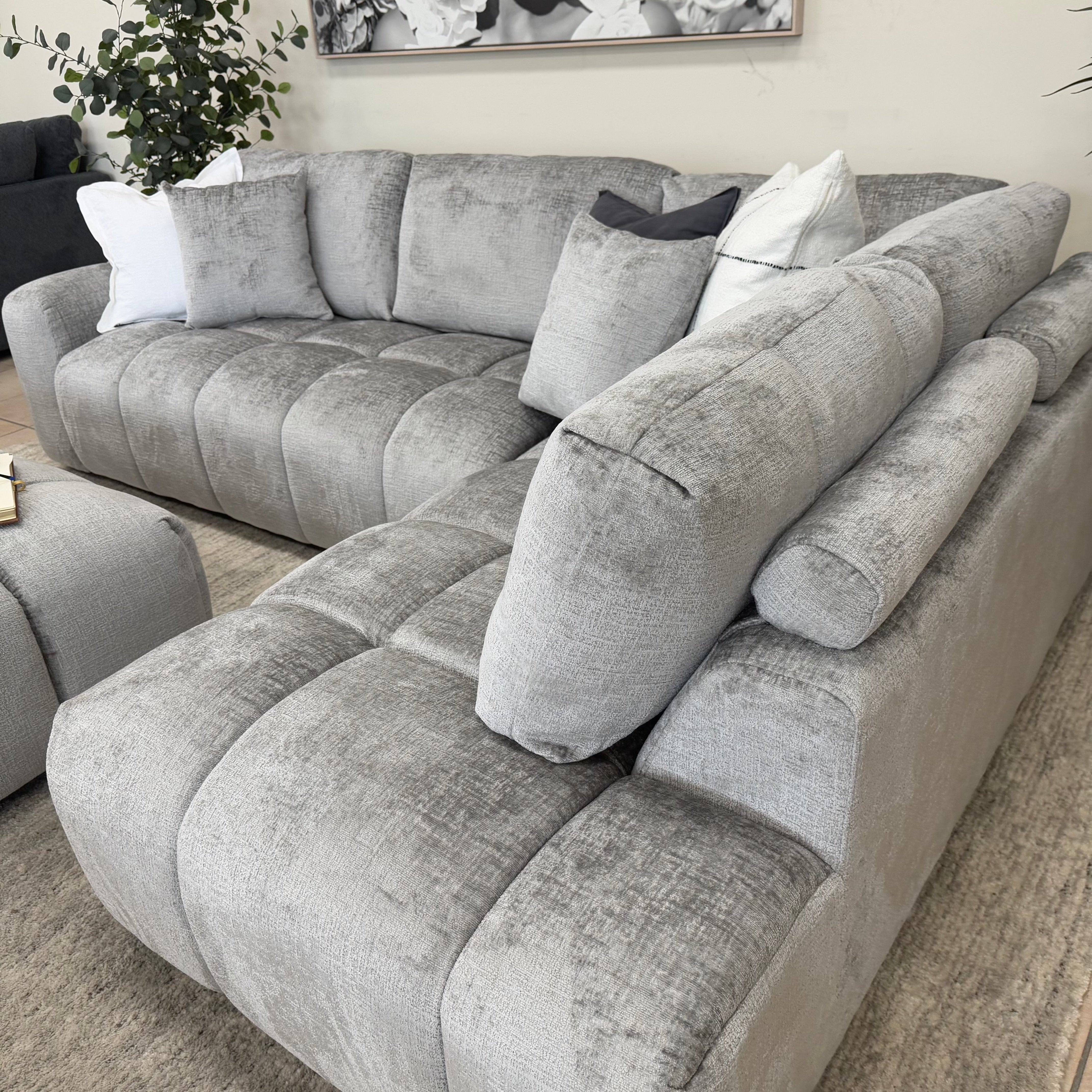 Bubble Right Side Chaise In Steel Grey