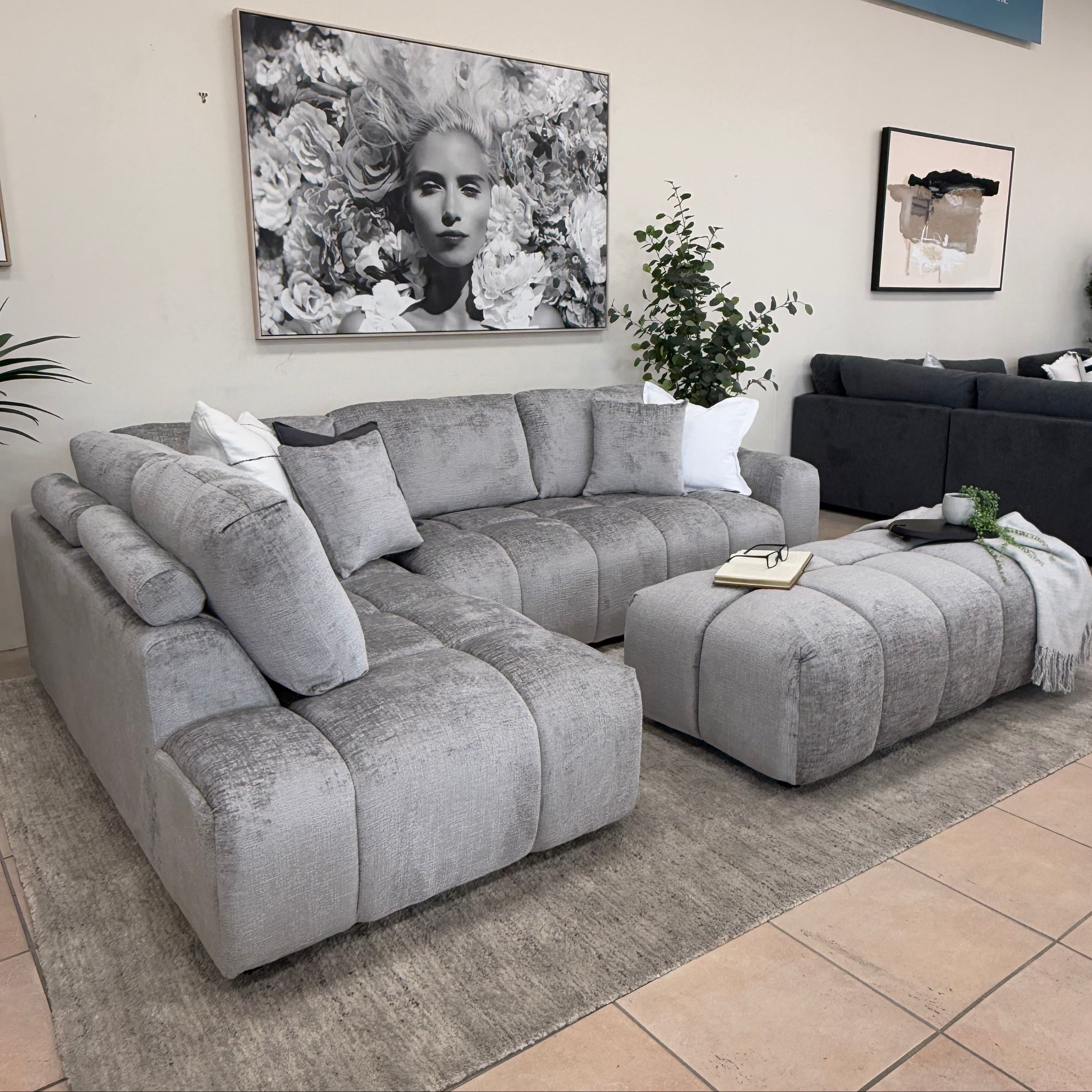 Bubble Left Side Chaise In Steel Grey