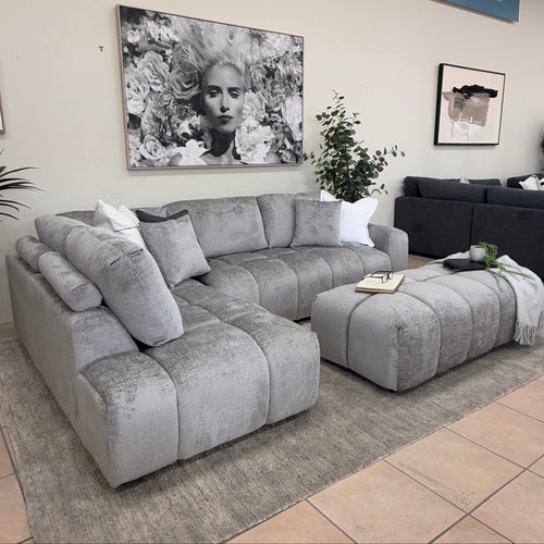 Bubble Left Side Chaise In Steel Grey