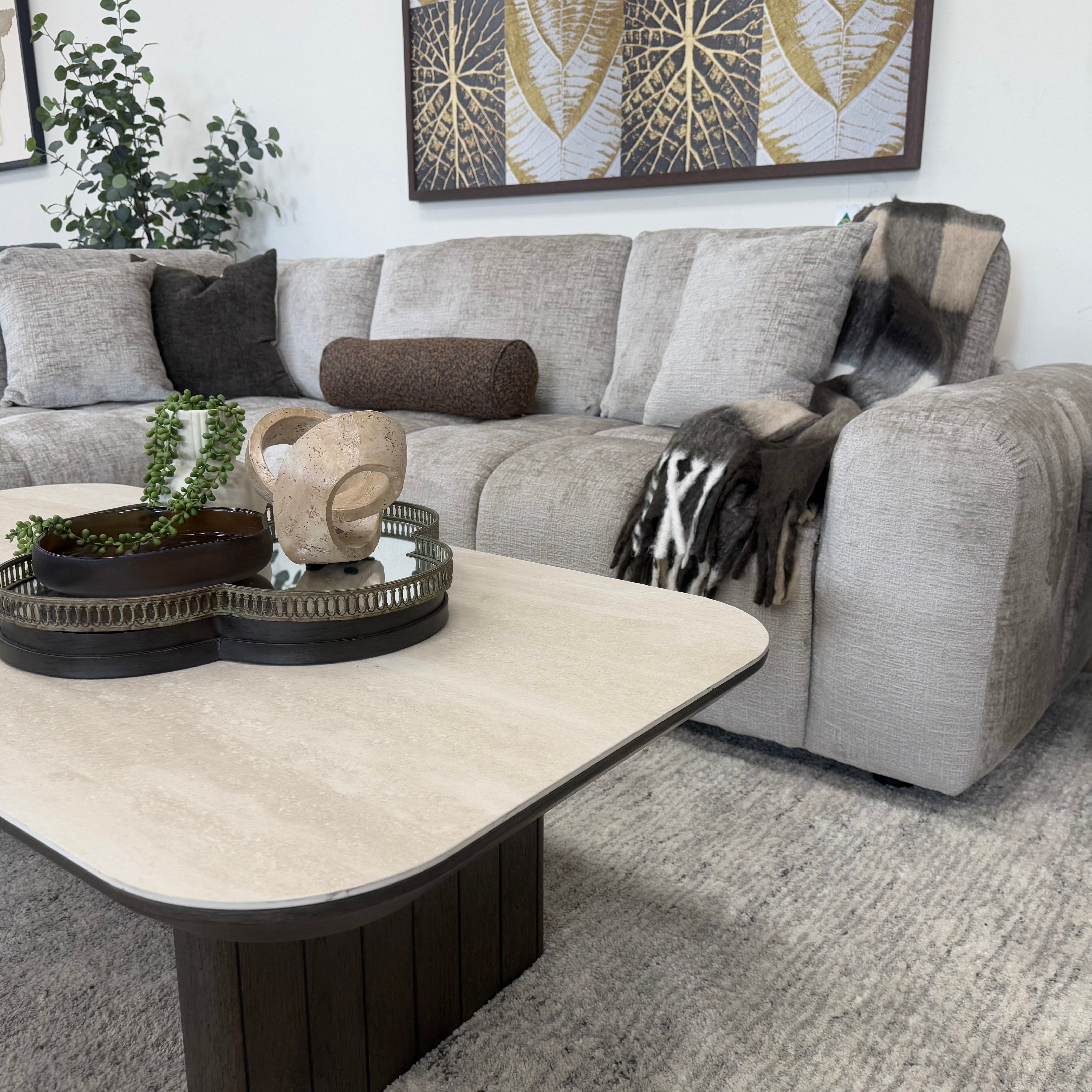 Bubble Left Side Chaise in Taupe