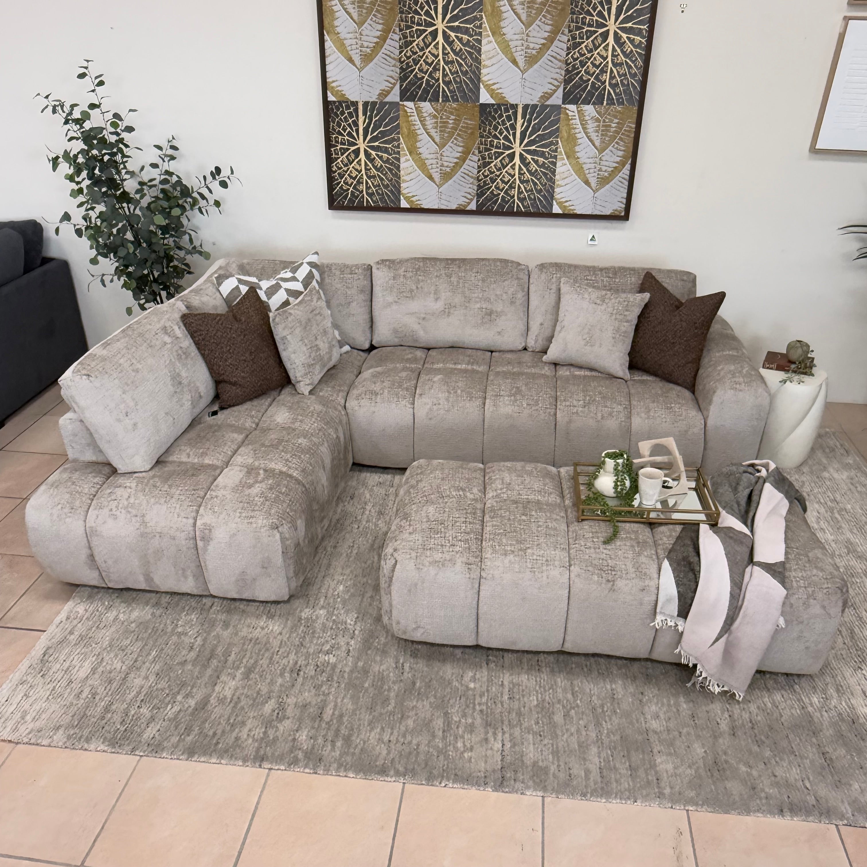 Bubble Left Side Chaise in Taupe