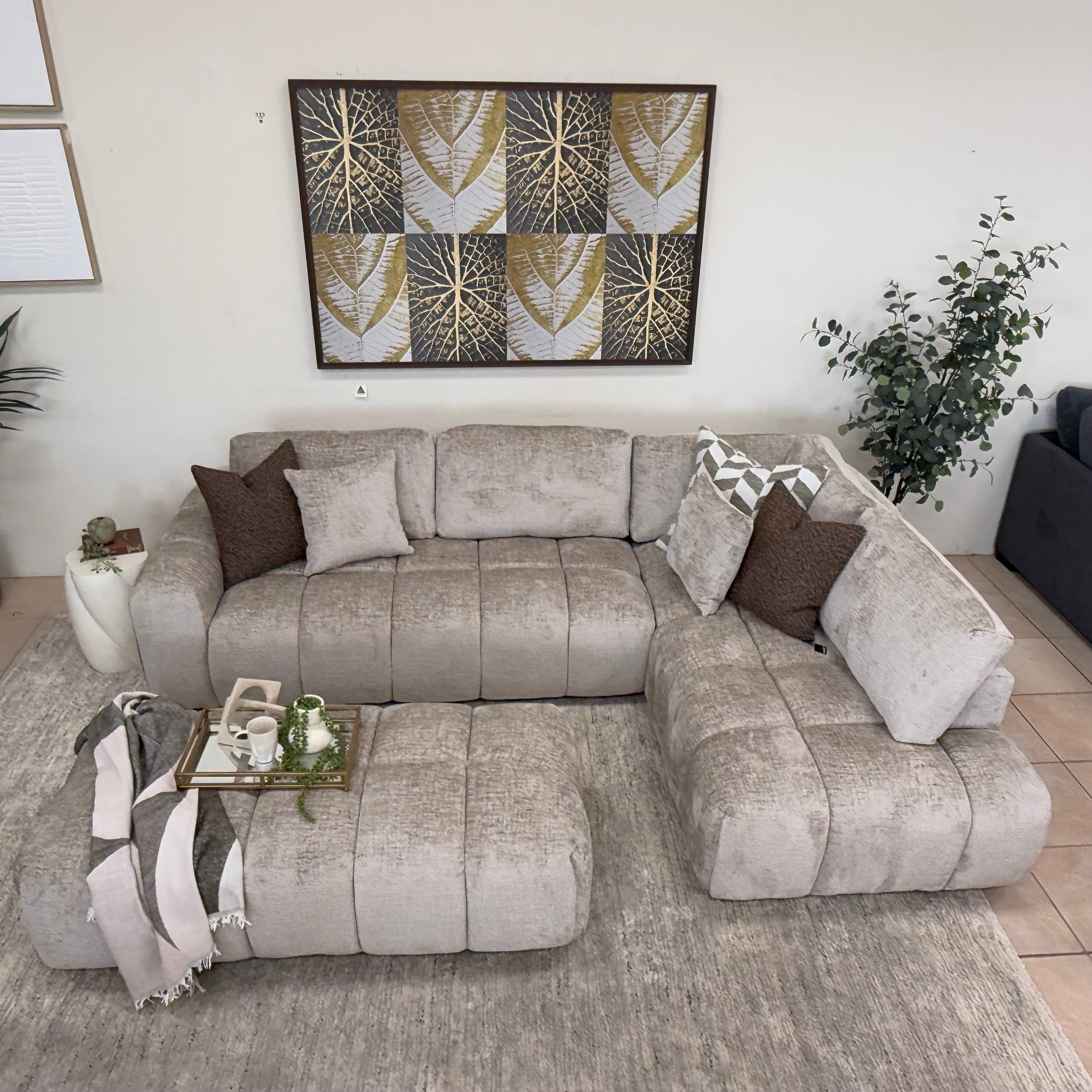 Bubble Right Side Chaise In Taupe