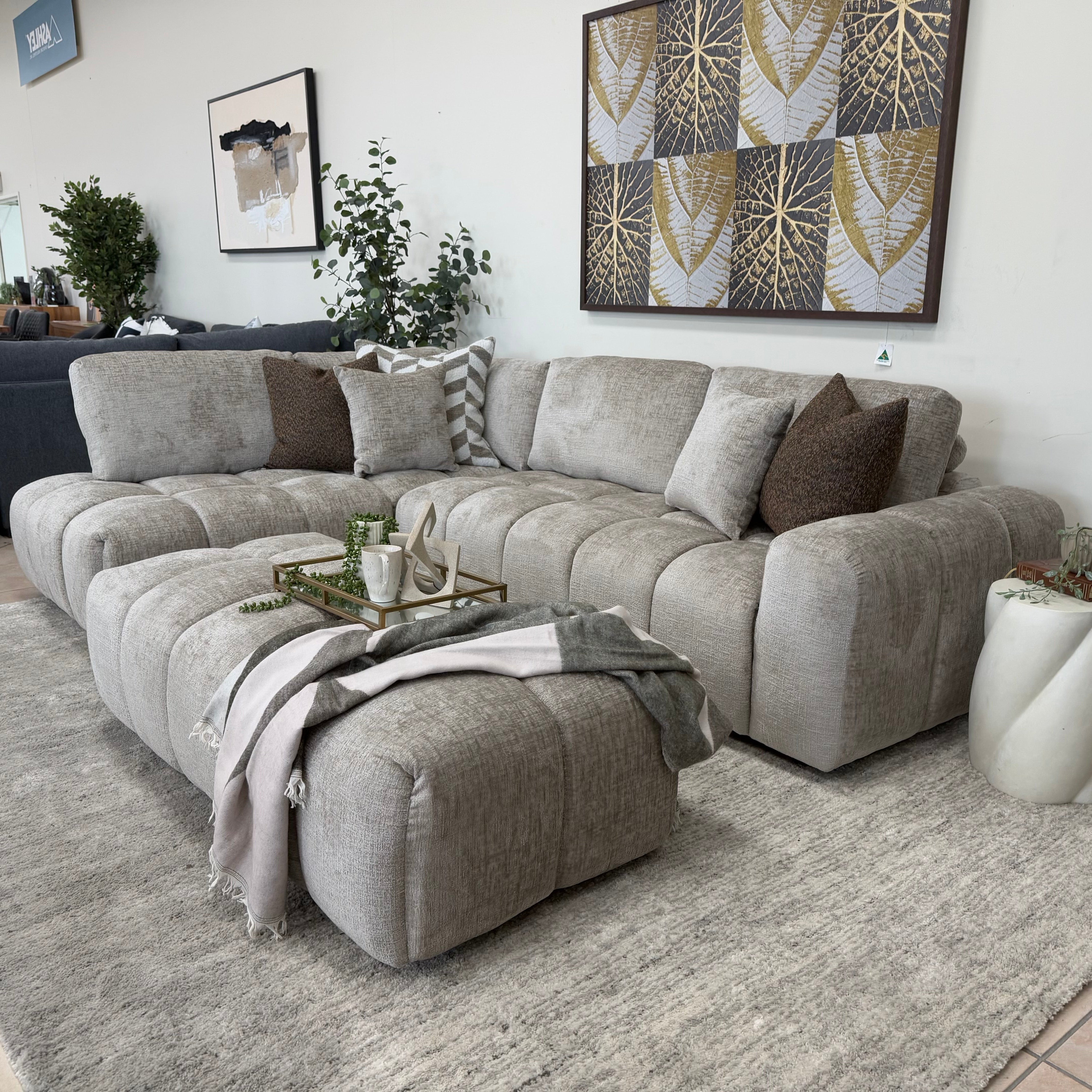 Bubble Left Side Chaise in Taupe
