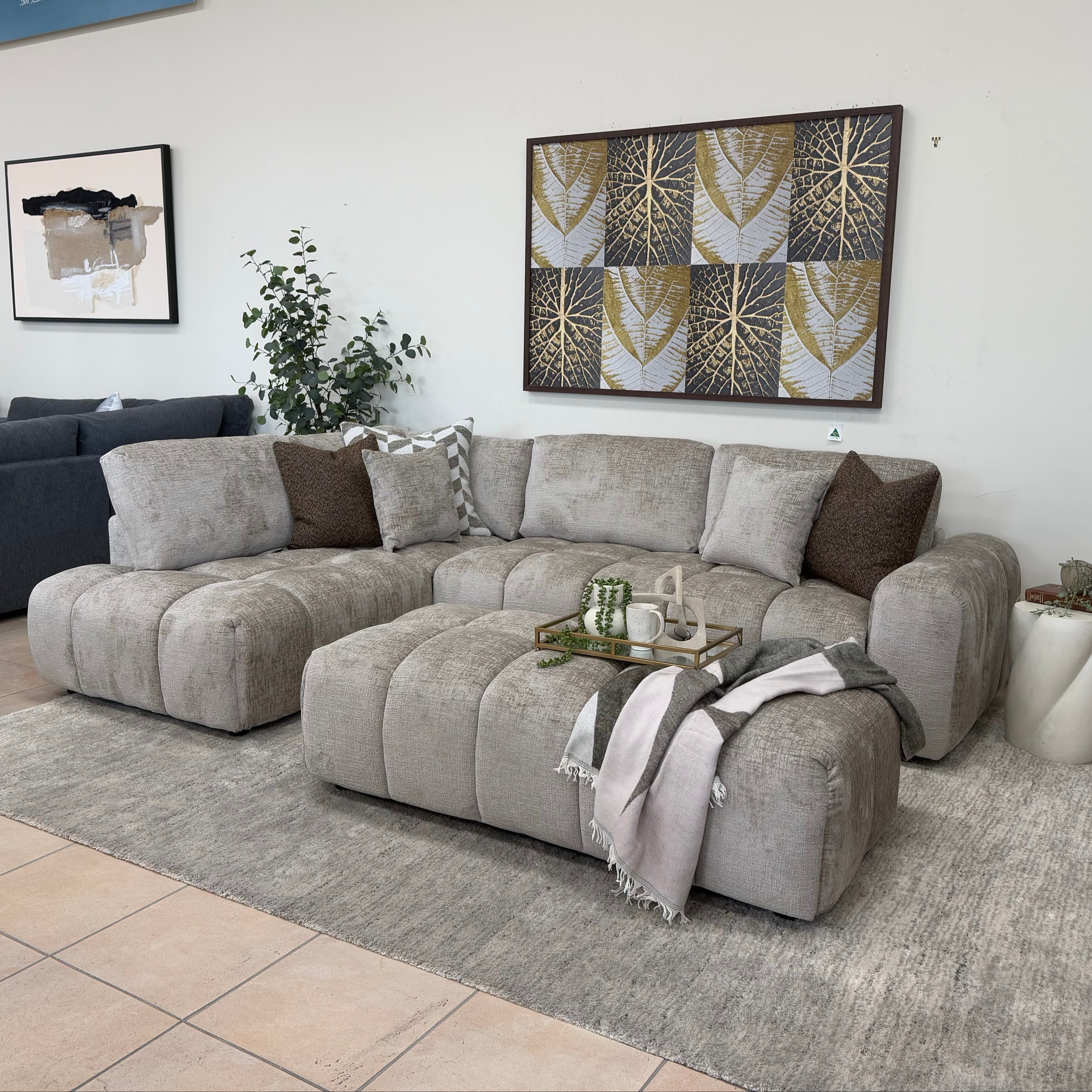 Bubble Left Side Chaise in Taupe