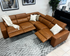 Monaco  modular lounge with 3 electric recliners and adjustable headrests in Chestnut Tan Leather