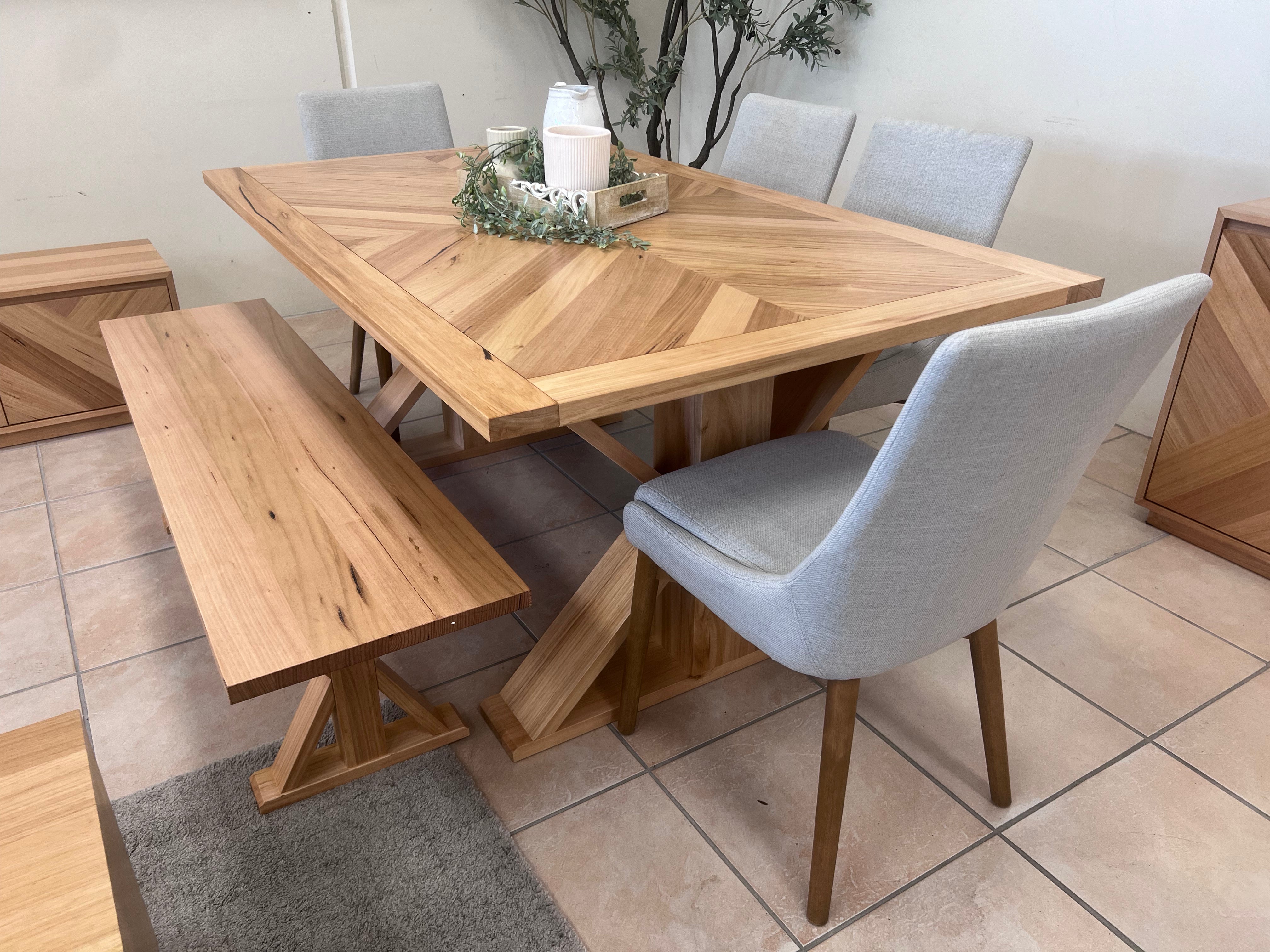 Westport 190cm Long Bench In Messmate Herringbone Timber