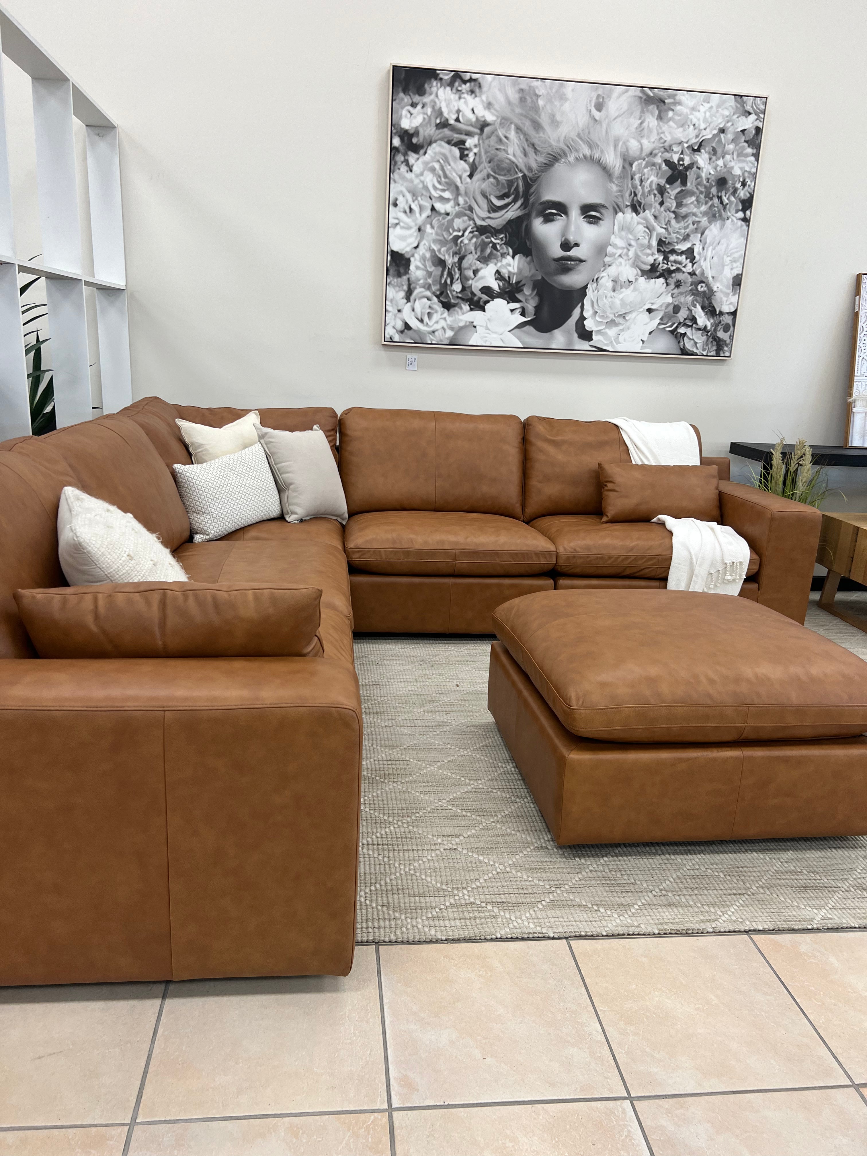 Opulence Premium Tan Leather Corner Suite