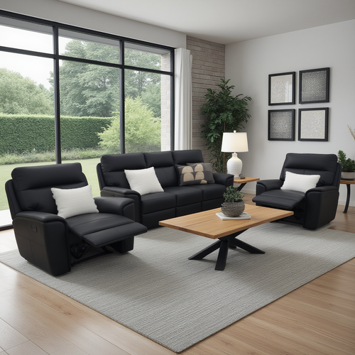 Liza 3+1+1 Package In Black Leather