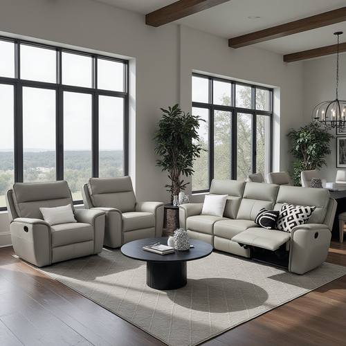 Liza 3+1+1 In Grey Leather