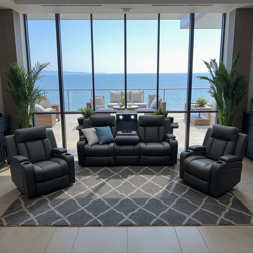 Nexus 3+1+1 Sofa Package In Black Leather