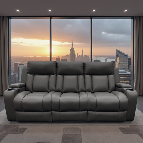 Nexus 3 seater in black leather