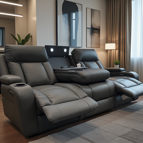 Nexus 3 seater in black leather