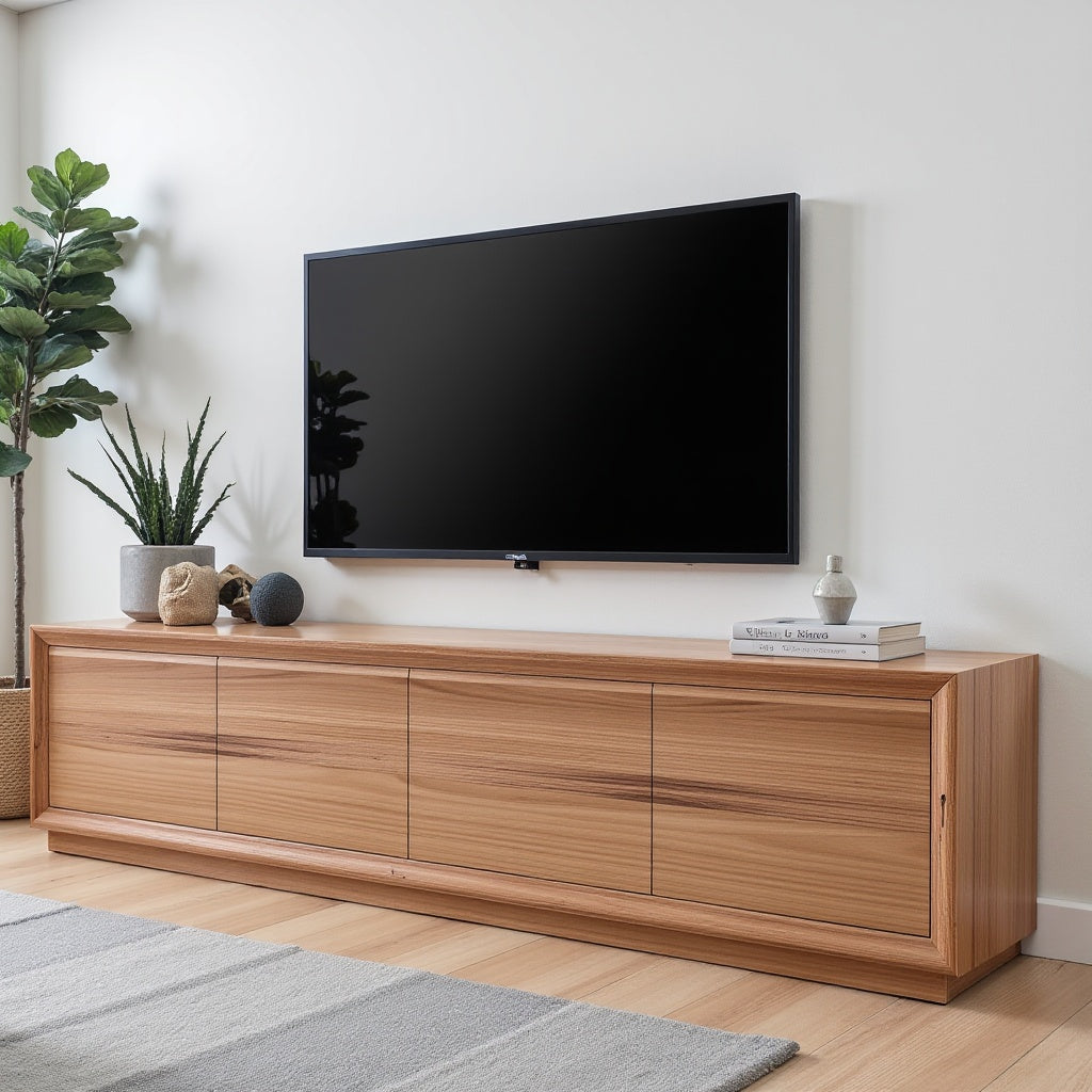 Sussex 220cm Long TV Unit In Australia Blackbutt Timber