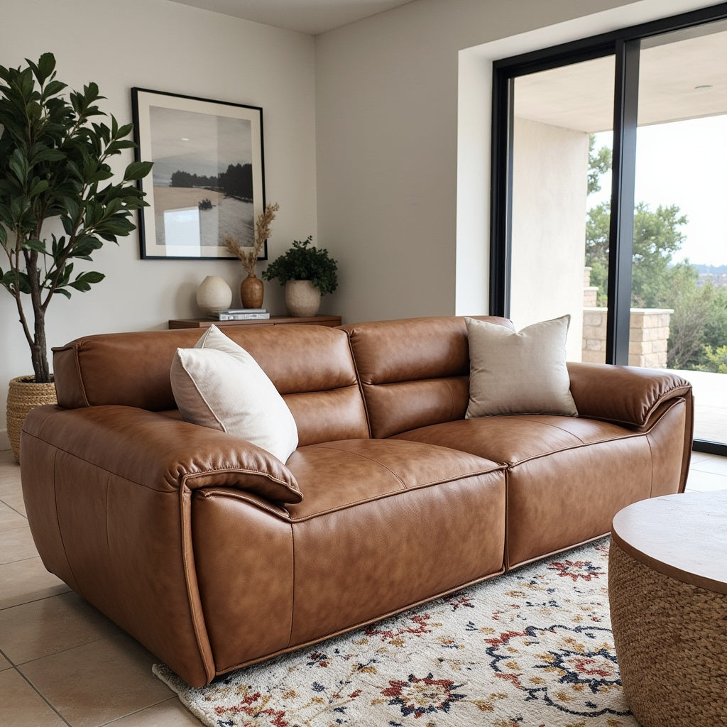 Phillipe 2 Seater Sofa In Tan Leather