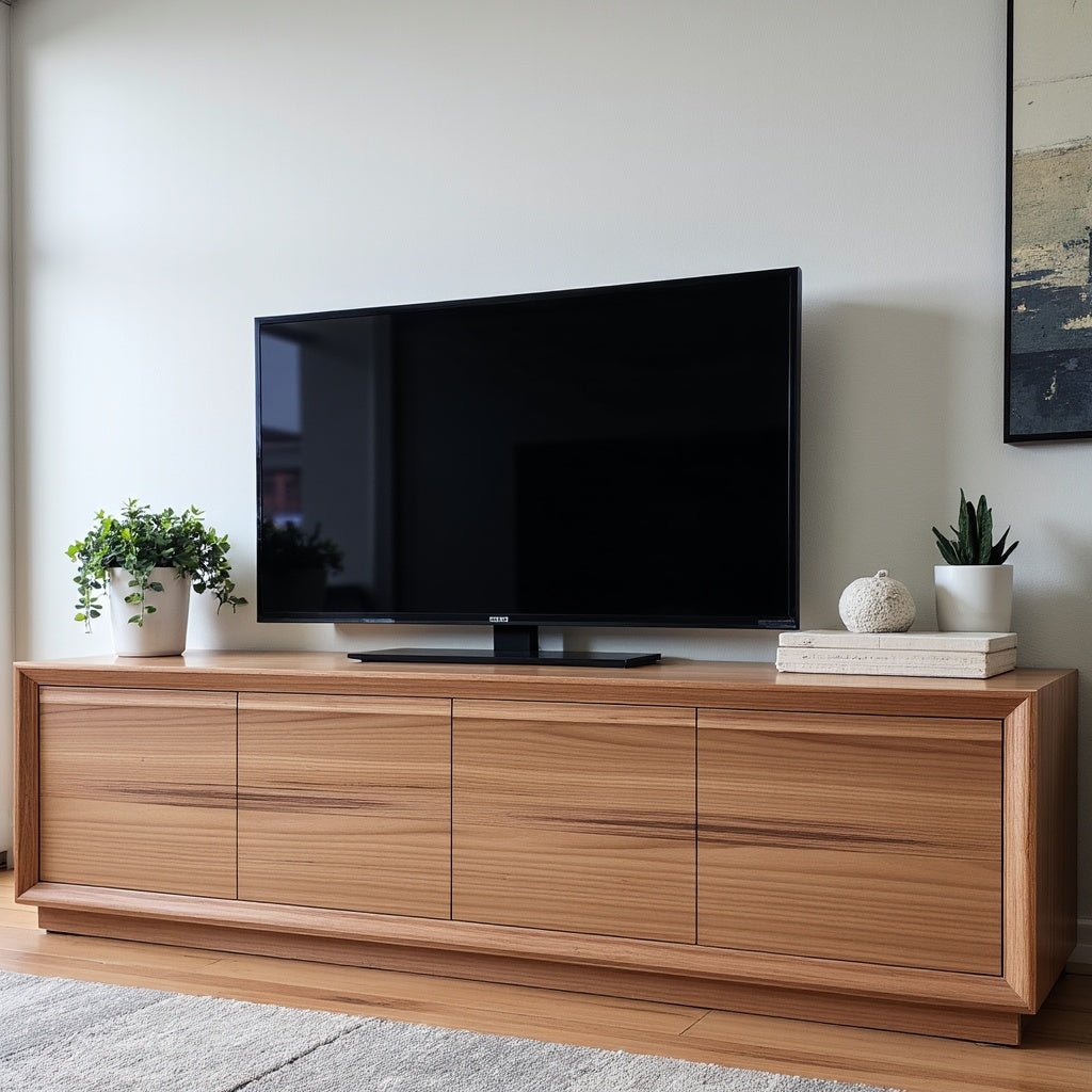 Sussex 220cm Long TV Unit In Australia Blackbutt Timber