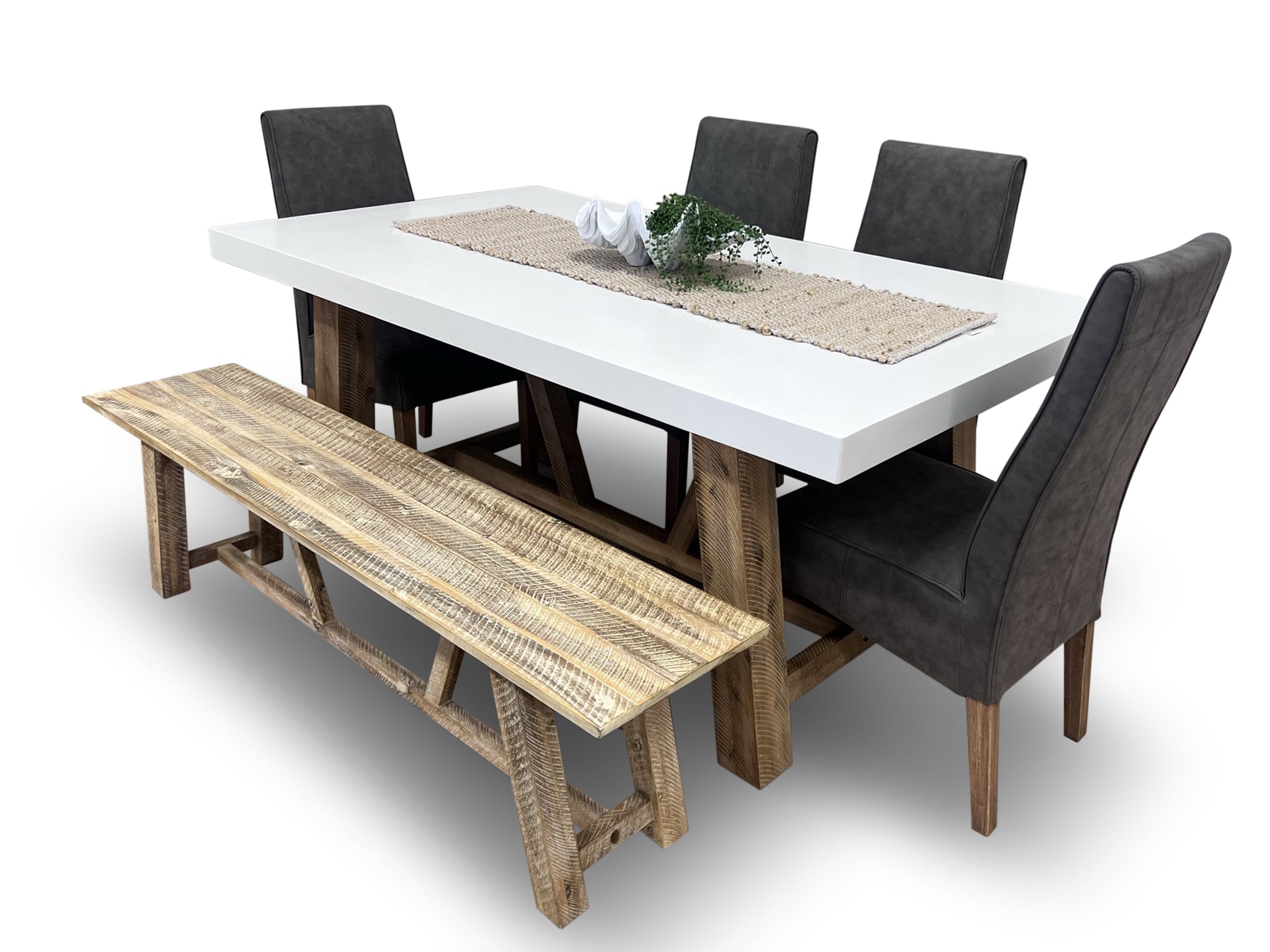 Toledo 6 Piece Package With 1.8m Table 4 Chairs & Bench