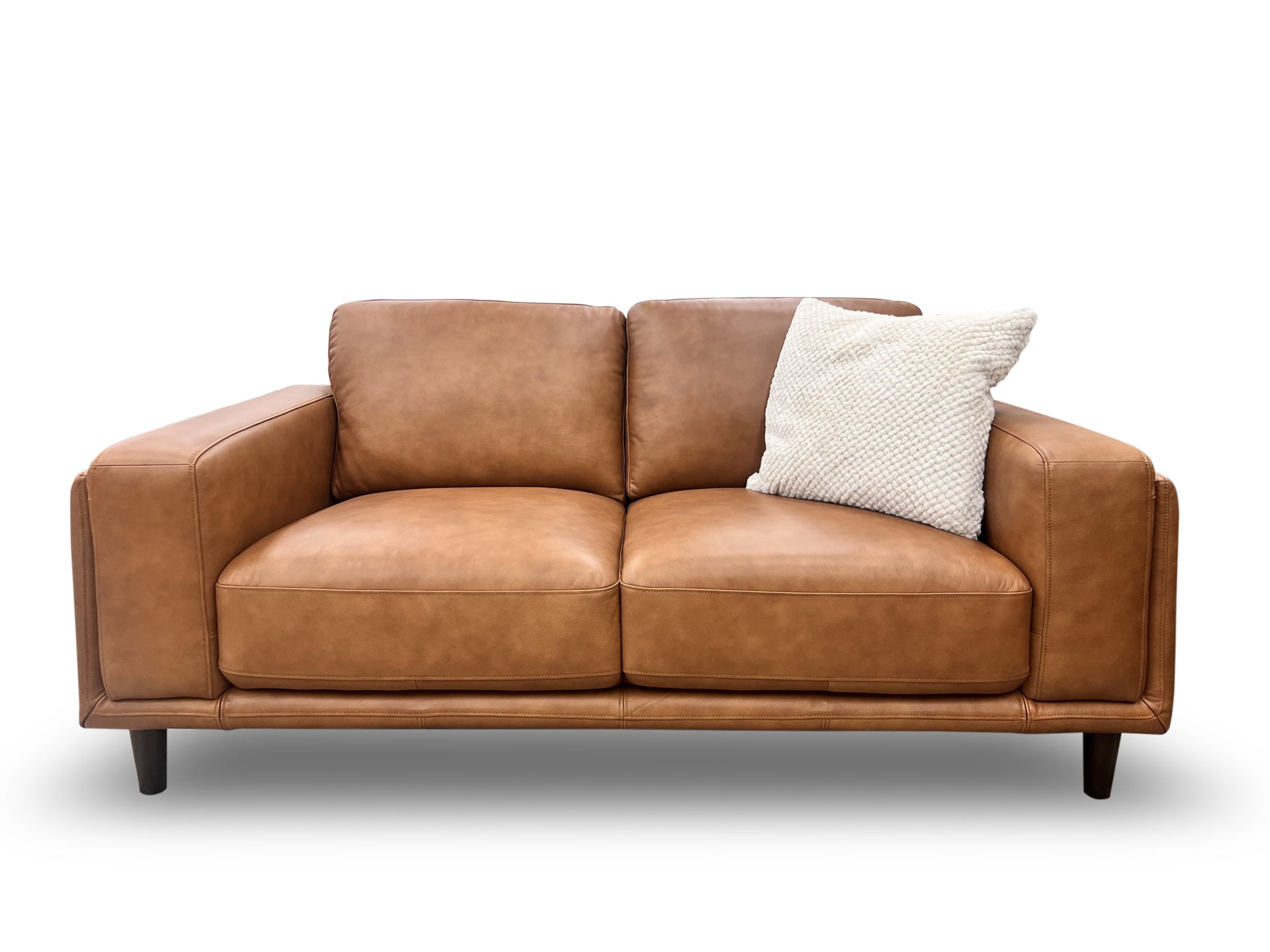 Daintree seater sofa in tan leather Our Furniture Warehouse
