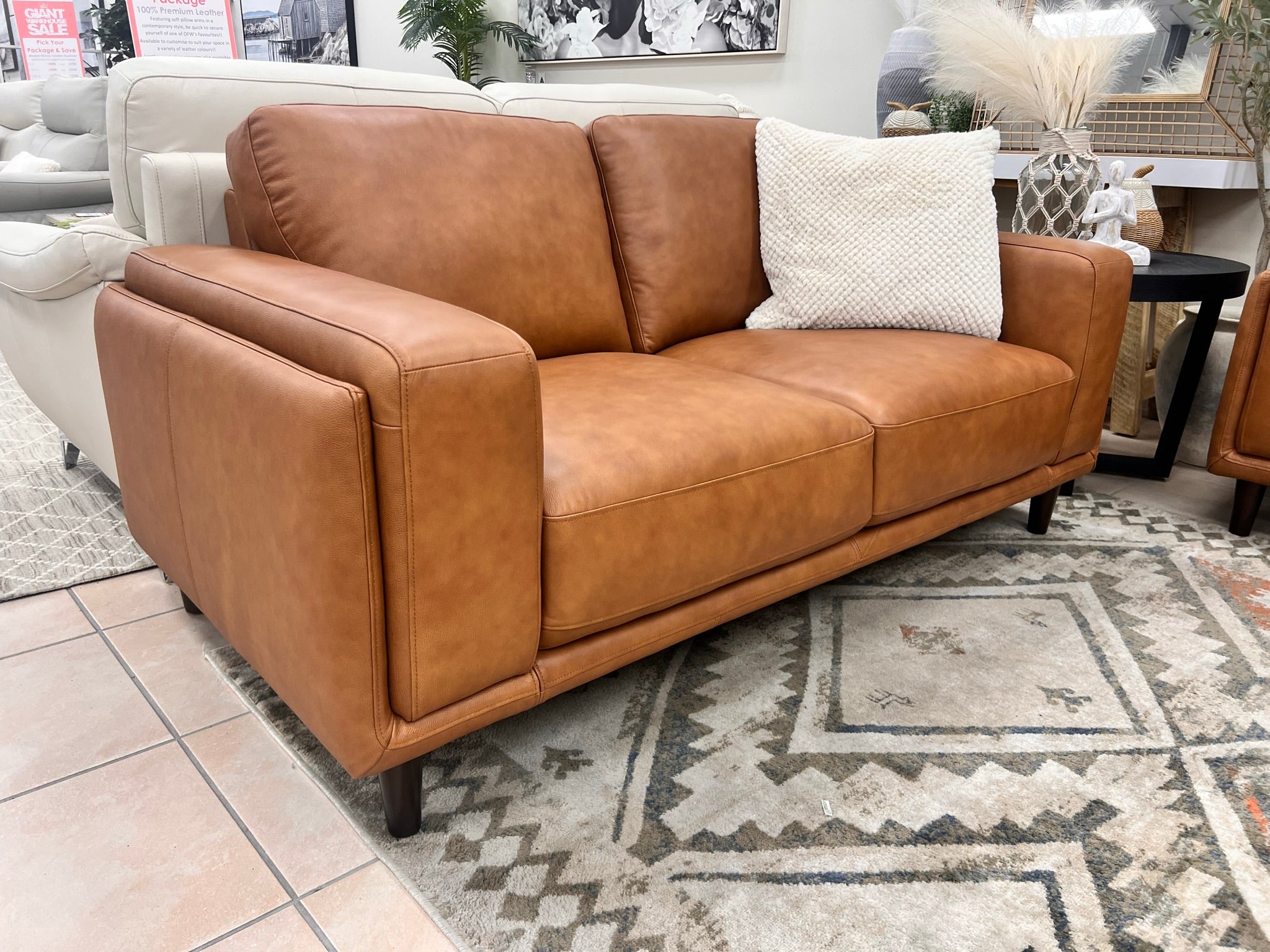 Daintree 2 seater sofa in tan leather