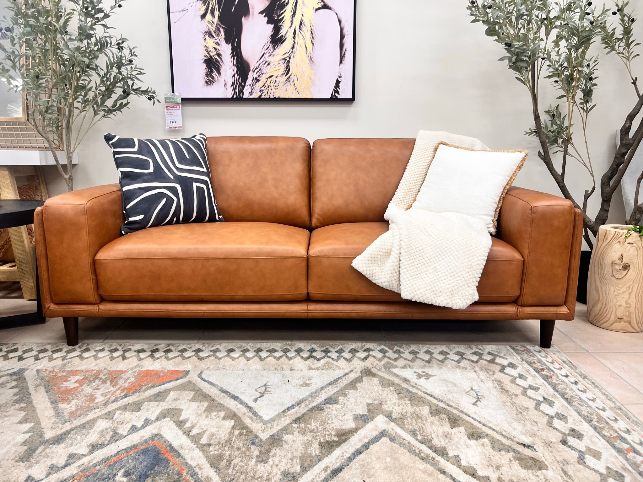 Daintree 3 seater sofa in tan leather